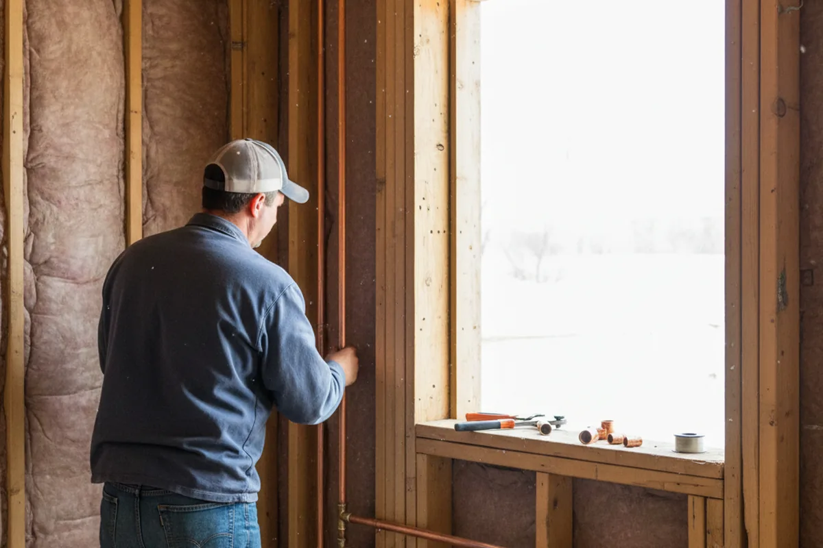Licensed plumber running new copper supply lines in a Crooksville home