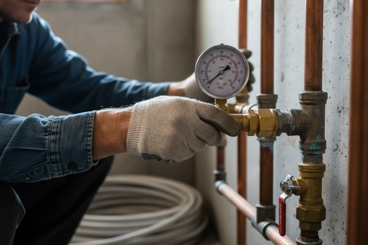 Pressure testing a repaired line during Water Line Repair in Crooksville